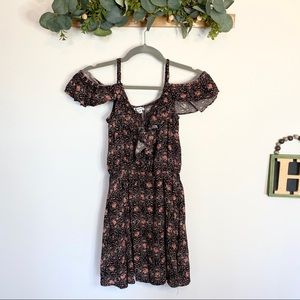 AEO Floral Ruffle Cold Shoulder Mini Dress